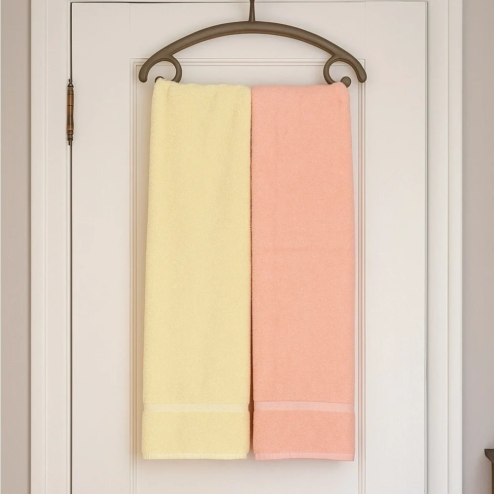 Vintage Pastel Bath Towel Set Lady Pepperell Fieldcrest Cannon peach yellow